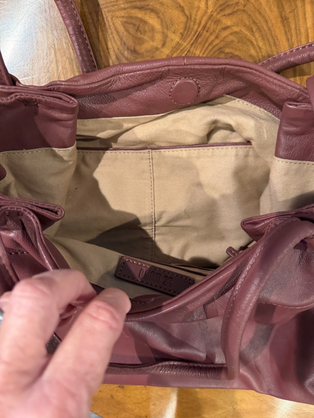 HOBO Burgundy Leather Double-Handle Shoulder Bag - Picture 10 of 13